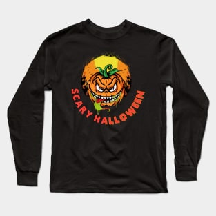 Scary Halloween pumpkin face, scary Halloween, scary pumpkin, Long Sleeve T-Shirt